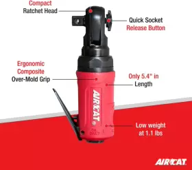 313098261285 AIRCAT Pneumatic Tools Mini Palm Ratchet Rpm #2