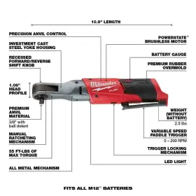 2557-20-2555P-20-48-11-2412 MILWAUKEE Cordless Ratchet Impact #3 2557-20-2555P-20-48-11-2412 MILWAUKEE Cordless Ratchet Impact #3