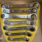 Mac Tools Seven Piece Metric Ratchet Offset Box Wrench Set. Fixed Price $100.00.