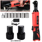 Cordless Ratchet 3/8" Right Angle Wrench Impact Power Tool W/2 Battery 7 Socket. Fixed Price $34.59.