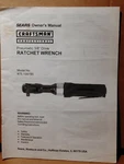 Sears Craftsman Owners Manual 3/8" Drive Ratchet Wrench Model No. 875.199190. Fixed Price $12.94.