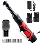 3/8" Electric Cordless Ratchet Right Angle Wrench Impact Power Tool + 2 Battery. Fixed Price $65.12.