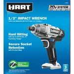 Hart Hpiw01 20-volt 1/2-inch Battery-powered Impact Wrench, Tool Only. Fixed Price $49.99.