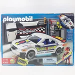 Playmobil Race Car Repair Shop And With Headlights Set #4365 Complete. Fixed Price $89.99.