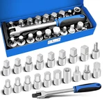 Jeuclel 20pcs 3/8" Drive Oil Drain Sump Plug Key Set, Socket Blue. Fixed Price $53.40.