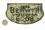 1931 Berwyn Illinois Vehicle License Plate Tax Tag Topper Chicago Vintage. Fixed Price $129.99.